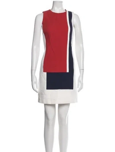 Pre-owned Ferragamo Colorblock Pattern Mini Dress In White