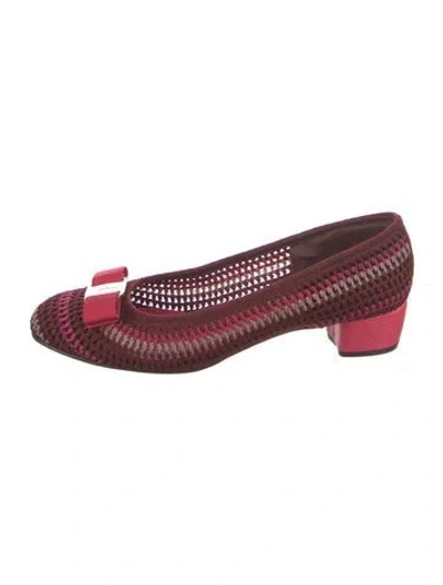 Pre-owned Ferragamo Colorblock Pattern Pumps W/ Tags In Burgundy