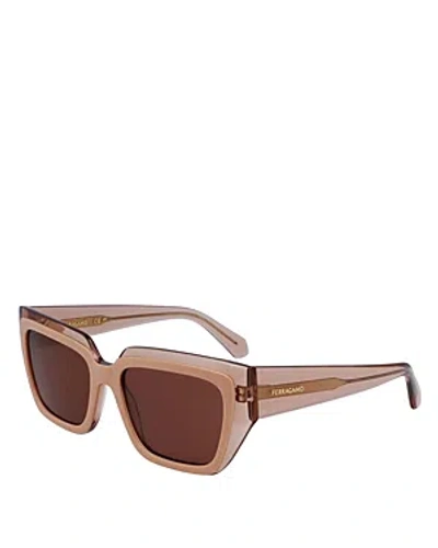 Ferragamo Colorblock Square Sunglasses, 55mm In Neutral