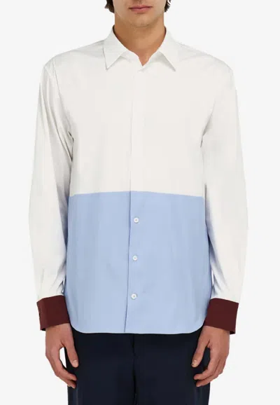 Ferragamo Colorblocked Long-sleeved Shirt In Multi