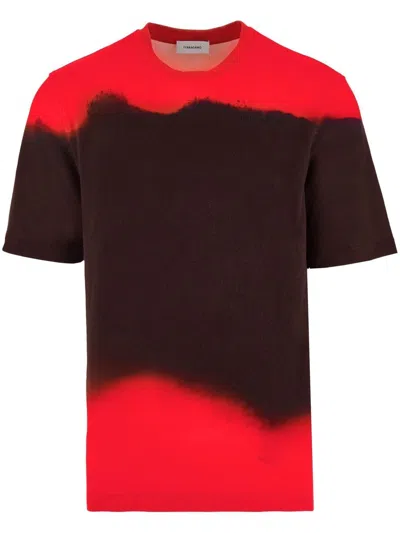 Ferragamo Gradient Leopard Print Jersey T-shirt In Red/aubergine