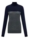 Ferragamo Colour-block High-neck Sweater In Blue