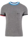Ferragamo Man T-shirt With Color Block Trims In Grey