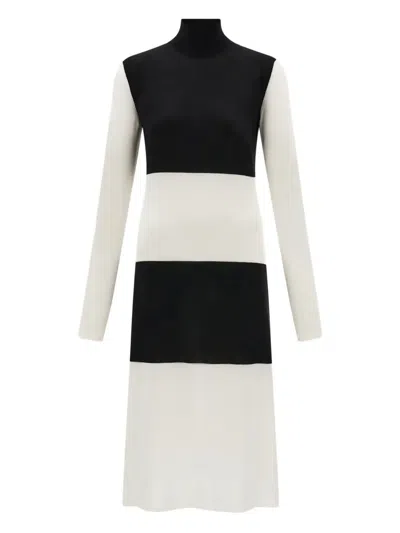 Ferragamo Colour-block Turtleneck Dress In White