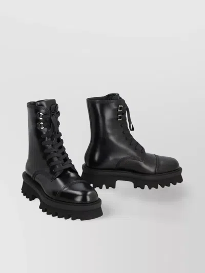 Ferragamo Combat Boots In Brushed Calfskin