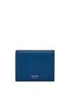 Ferragamo Compact Leather Logo Wallet In Blue
