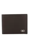 Ferragamo Compact Bifold Wallet With Pebbled Calfskin Leather