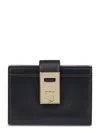 Ferragamo Compact Black Wallet With Gold-tone Clasp In Black