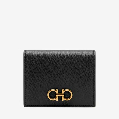 Ferragamo Compact French Wallet In Black