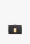 Ferragamo Compact Hug Two-tone Wallet In Black