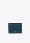 Ferragamo Compact Leather Logo Wallet In Blue