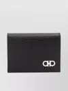 Ferragamo Compact Textured Leather Wallets In Black