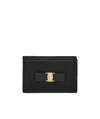 Ferragamo Black Leather Card Holder In Black