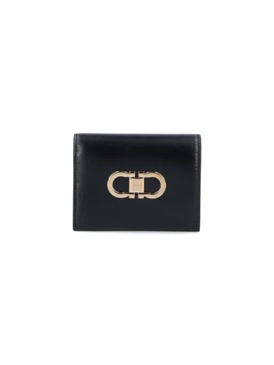 Ferragamo Compact Wallet "gancini" In Black
