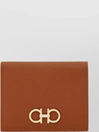 FERRAGAMO COMPACT WALLET GOLD-TONE HARDWARE