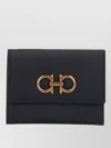 Ferragamo Compact Wallet Gold Tone Hardware Detail In Black