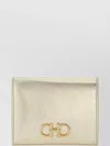Ferragamo Compact Wallet Metallic Finish In White