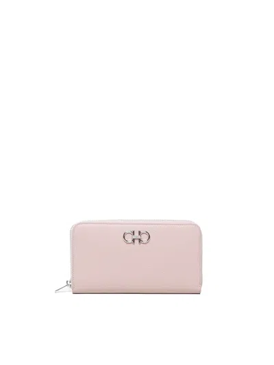 Ferragamo Continental Calfskin Wallet In Pink