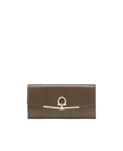 Ferragamo Continental Flap Purse In Brown