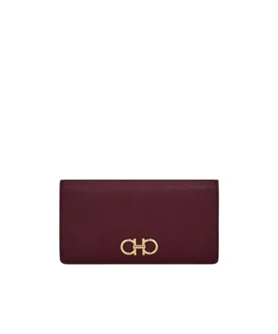 Ferragamo Continental Logo-detail Leather Wallet In Burgundy