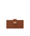 Ferragamo Grained Leather Continental Wallet In Brown