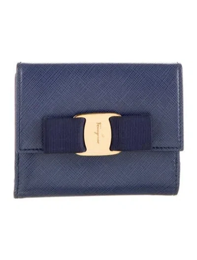Pre-owned Ferragamo Continental Wallet In Blue