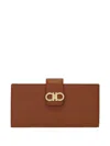 Ferragamo Grained Leather Continental Wallet In Brown