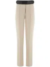 Ferragamo Contrast-belt Tailored Linen Trousers In Neutrals