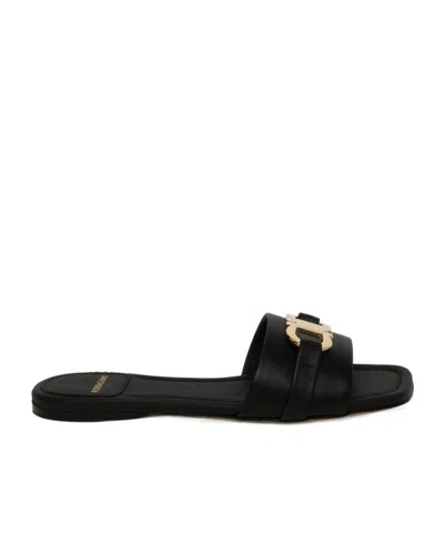 FERRAGAMO CONTRAST-COLOR LOGO SLIPPERS