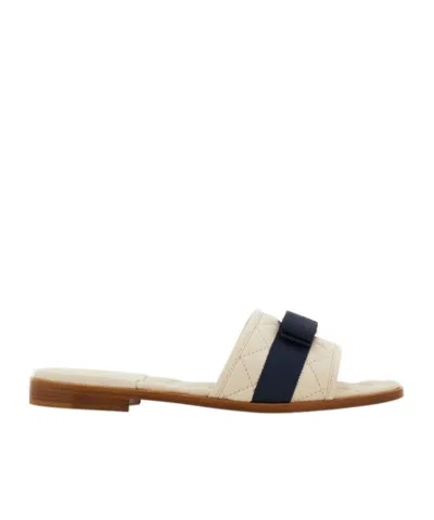FERRAGAMO CONTRAST-COLOR QUILTED SLIPPERS