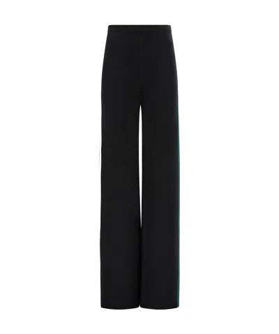 Ferragamo Contrast-colored Striped Casual Pants In Black