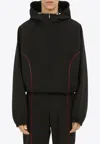 Ferragamo Contrast-piping Drawstring Lightweight Jacket In Black