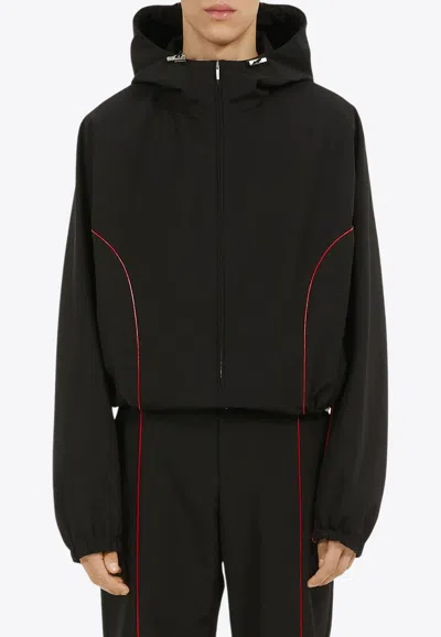 FERRAGAMO CONTRAST-PIPING DRAWSTRING JACKET