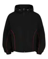 Ferragamo Blouson Jacket With Contrast Piping In Black