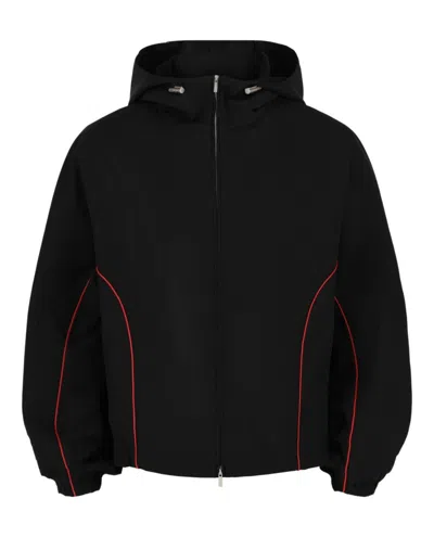 Ferragamo Contrast-piping Lightweight Jacket In Black