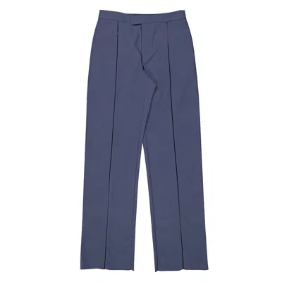 Ferragamo Contrast Piping Straight-leg Trousers In Blue