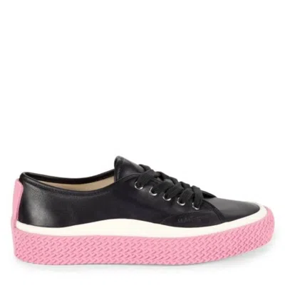 Ferragamo Contrast Sole Leather Sneakers In Animal Print