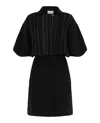 Ferragamo Woman Midi Dress Black Size L Virgin Wool In Blue