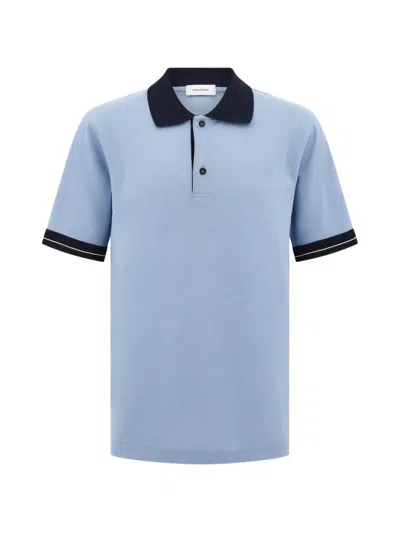 Ferragamo Short Sleeve Polo Shirt In Blue