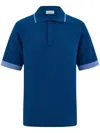 Ferragamo Polo Shirt With Contrasting Sleeve Detail In Blue