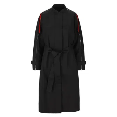 Ferragamo Contrasting Inserts Trench Coat In Black