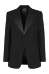 Ferragamo Lapel Blazer With Satin Collar And Pockets In Black