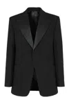 Ferragamo Lapel Blazer With Satin Collar And Pockets In Black