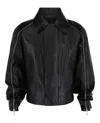 Ferragamo Contrasting Panels Zip Up Leather Jacket In Black
