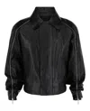 Ferragamo Contrasting Panels Zip Up Leather Jacket In Black