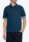 Ferragamo Polo Shirt With Contrasting Sleeve Detail In Blue