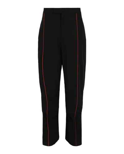 Ferragamo Contrasting-trim Straight-leg Track Pants In Black