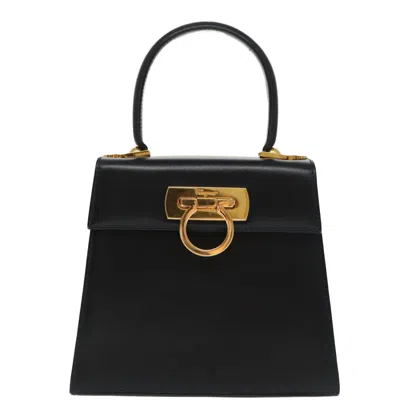 Pre-owned Ferragamo Convertible Top Handle Bag Leather Leather Bag () In Black