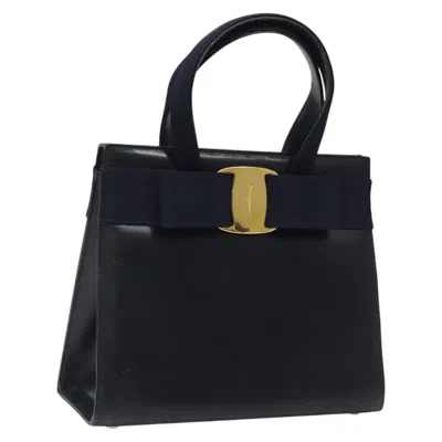 Pre-owned Ferragamo Convertible Vara Bow Tote Leather Leather Bag () In Blue