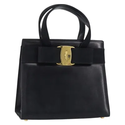 Pre-owned Ferragamo Convertible Vara Bow Tote Leather Leather Handbag () In Black
